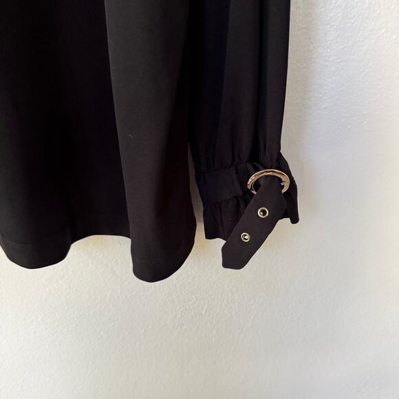 Susan Graver Liquid knit size 3X Black boat neck button cuff blouse - Picture 8 of 11